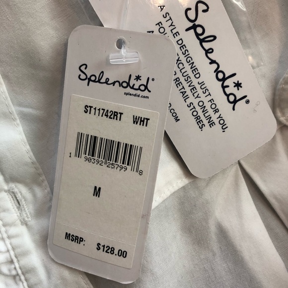 NWT Splendid Poplin Ruffle Button Down Top White - Picture 8 of 9